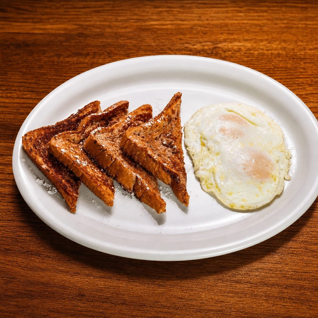 2 French Toast with Eggs.